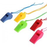 Set 5 fluiere cu snur arbitru, Plastic, Multicolor