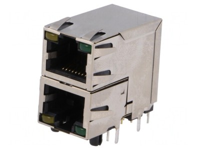 Soclu RJ45 Cat5 Ecranat Dublu cu LED 8p8c foto