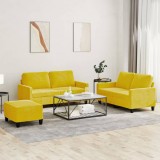 vidaXL Set de canapele cu perne, 3 piese, galben, catifea
