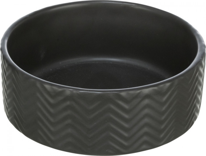 Castron Ceramic, Pentru Caini, 0.4 l 13 cm, Negru, 25020