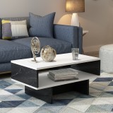 Couchtisch Mj&ouml;lby 36.4x80x45 cm Wei&szlig; / Marmor schwarz [en.casa] HausGarden Leisure