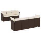 Cumpara ieftin Set canapele de gradina cu perne, 8 piese, maro, poliratan