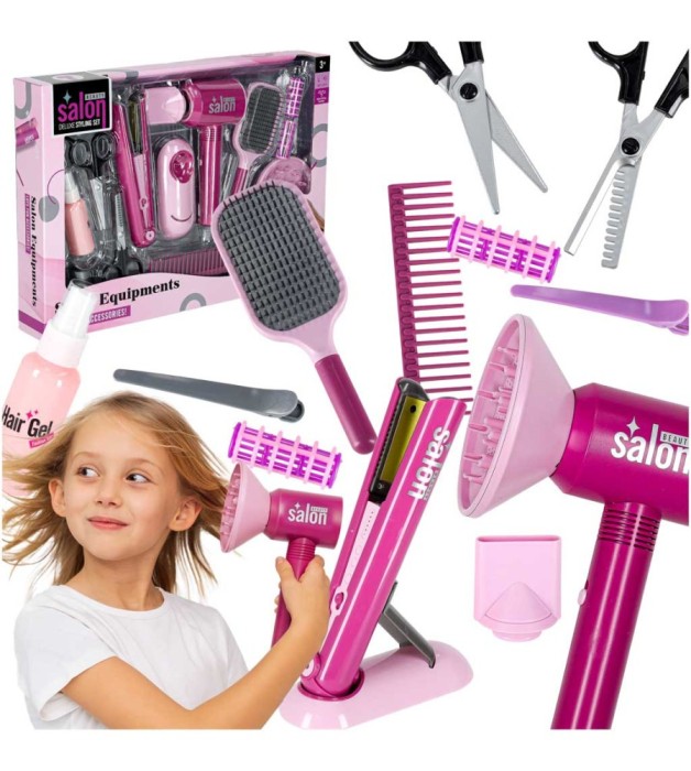 Set coafor copii 16 piese cu uscator și placa de par