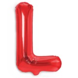 Balon folie metalizata litera l, flippy, 40 cm, umflati cu heliu sau aer, ambalaj individual, pai inclus, rosu