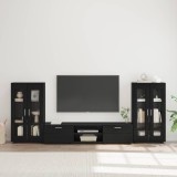 vidaXL Set comodă TV cu sertar cu ușă FLORIN 3 pcs Negru Lemn compozit 3397935