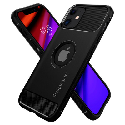 Husa pentru iPhone 12 / 12 Pro, Spigen Rugged Armor, Black foto