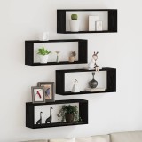 Set de 4 rafturi vidaXL - Stejar negru - 60x15x23 cm - Fabricat din lemn compus