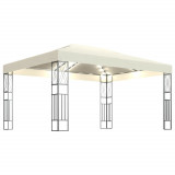 Pavilion cu sir de lumini LED, crem, 3x4 m, tesatura GartenMobel Dekor, vidaXL