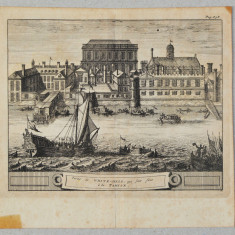 "Whitehall" gravura veche 1707