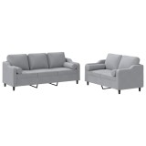 Cumpara ieftin Set de canapele cu perne, 2 piese, gri deschis, material textil