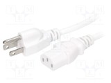 Cablu 3x18AWG IEC C13 mamă NEMA 5-15 mufă PVC 3m alb 10A LIAN DUNG