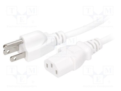 Cablu 3x18AWG IEC C13 mamă NEMA 5-15 mufă PVC 3m alb 10A LIAN DUNG foto