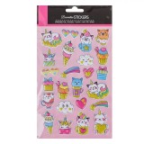 Set Autocolante Decorative, 3D, Multicolor, Pisici și Unicorni, 24 Bucăți, Oem