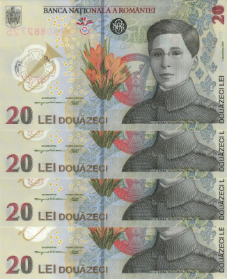 Romania, 20 lei 2021_UNC_seria &amp;rdquo;A&amp;rdquo;_pret pe bucata foto