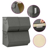 Set cutii depozitare stivuibile, 3 piese, antracit, textil