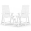 Set de mobilier pentru gradina, 3 piese, alb, polipropilena