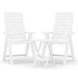 Cumpara ieftin Set de mobilier pentru gradina, 3 piese, alb, polipropilena
