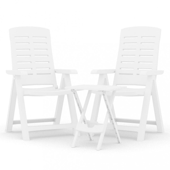 Set de mobilier pentru gradina, 3 piese, alb, polipropilena