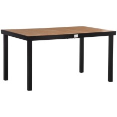 Masa gradina/terasa pentru exterior, aluminiu, plastic, negru si natur, 6 persoane, 140x90x74 cm foto