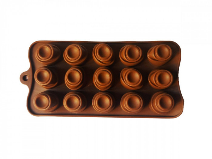 Forma silicon pentru bomboane, 15 cavitati, Diverse forme, Maro, 21 cm, 261COF