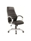 Scaun directorial SL Q046, Cadru Polipropilena, Piele ecologica, Inaltime reglabila, Mecanism de balansare, 100 Kg, Negru