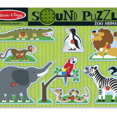 Melissa & Doug - Puzzle de lemn cu sunete Animale de la Zoo