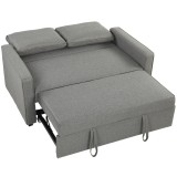 HOMCOM 3 &icirc;n 1 Canapea Extensibilă 2 Locuri cu Spătar Reglabil pe 3 Poziții, 2 Perne, Material Textil Tip In Gri | Aosom Romania