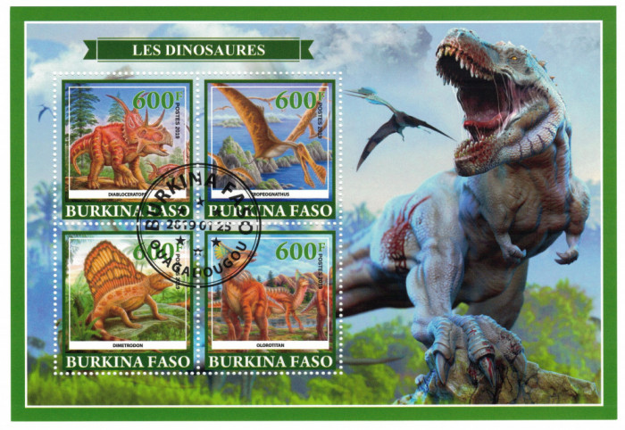 BURKINA FASO 2019 - Dinozauri /set complet - colita + bloc