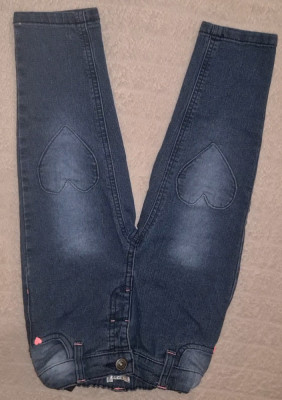 Pantaloni blugi jeans grosi fata BABY albastri cu inimi 1/2 ani noi foto