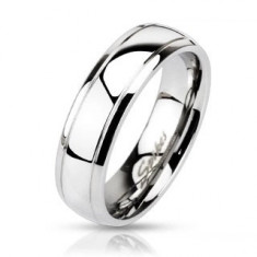 Inel din oțel - bandă cu două dungi gravate - Marime inel: 67