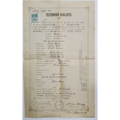 TESTIMONIU SCOLASTIC AL VIITORULUI POET SI PUBLICIST IOAN U. SORICU , 21 IUNIE 1899