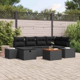 vidaXL Set de canapele pentru grădină cu pernă 7 pcs Negru Rattan poli 3360929