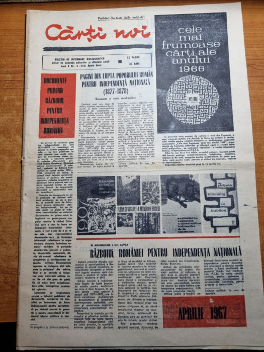 carti noi aprilie 1967-razboiul de independenta,valea jiului,delta dunarii