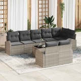 VidaXL Set de canapele pentru grădină 9 pcs Gri deschis Rattan poli