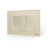 Cumpara ieftin Intrerupator Dublu Mecanic Luxion Auriu Rama Sticla Standard Italian 3M