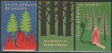 Romania anii 70 - Lot de 3 etichete de chibrituri romanesti cu tematica ecologica Ocrotiti padurea