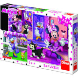 Puzzle 3 in 1 O zi cu Minnie, 55 piese, Dino Toys