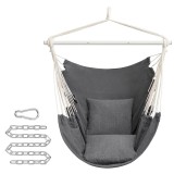 SONGMICS Fotoliu suspendat tip hamac cu 2 perne, lant si carabiniera incluse, 150x128 cm, gri inchis Household NewTrend