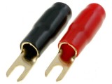Terminal tip furcă M5 22mm2 aurit izolată negru roșu