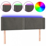 Cumpara ieftin Tablie de pat cu LED, gri inchis, 147x16x78/88 cm, catifea
