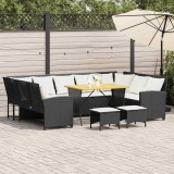 vidaXL Set mobilier de grădină cu perne, 4 piese, negru, poliratan 3365338