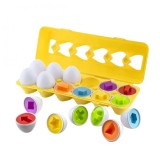 Cumpara ieftin Set Joc Educativ Montessori, 12 forme oua, 6 culori potrivirea formelor si invatarea culorilor, multicolor, 28, Oem