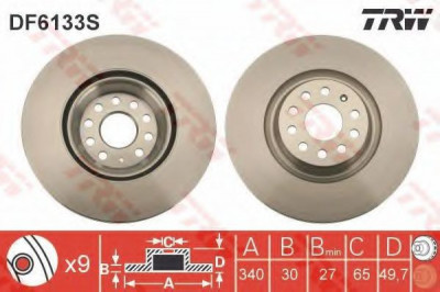 Disc frana VW PASSAT Variant (365) (2010 - 2014) TRW DF6133S foto