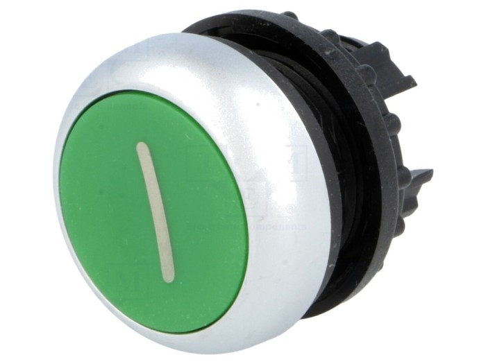 Comutator 22mm verde cu buton fix