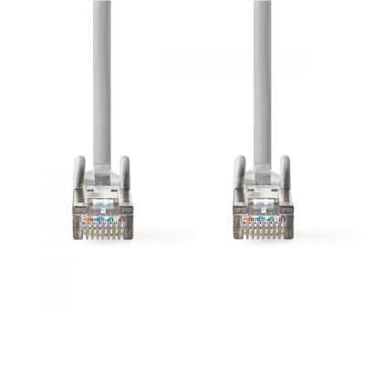 Cablu de retea SFTP Cat6a 1m gri RJ45 tata - RJ45 tata dublu ecranat Nedis foto