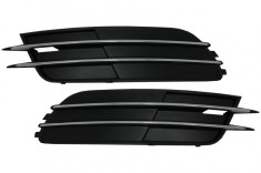 Set Grila Bara Fata pentru Audi A6, C7, 4G, 2011-2014, fara loc de proiectoare, Cromate foto