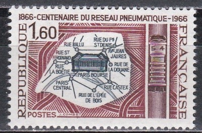 Franta 1966 - Centenarul Paris Pneumatic Post, MNH foto
