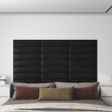 vidaXL Panouri perete 12 buc. negru, 60x15 cm, piele ecologică 1,08 m&sup2;