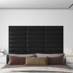 vidaXL Panouri perete 12 buc. negru, 60x15 cm, piele ecologică 1,08 m&sup2; 343827