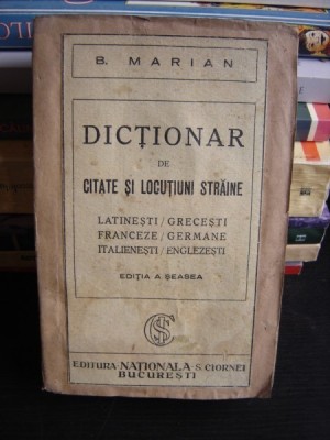 DICTIONAR DE CITATE SI LOCUTIUNI STRAINE - BARBU MARIAN foto